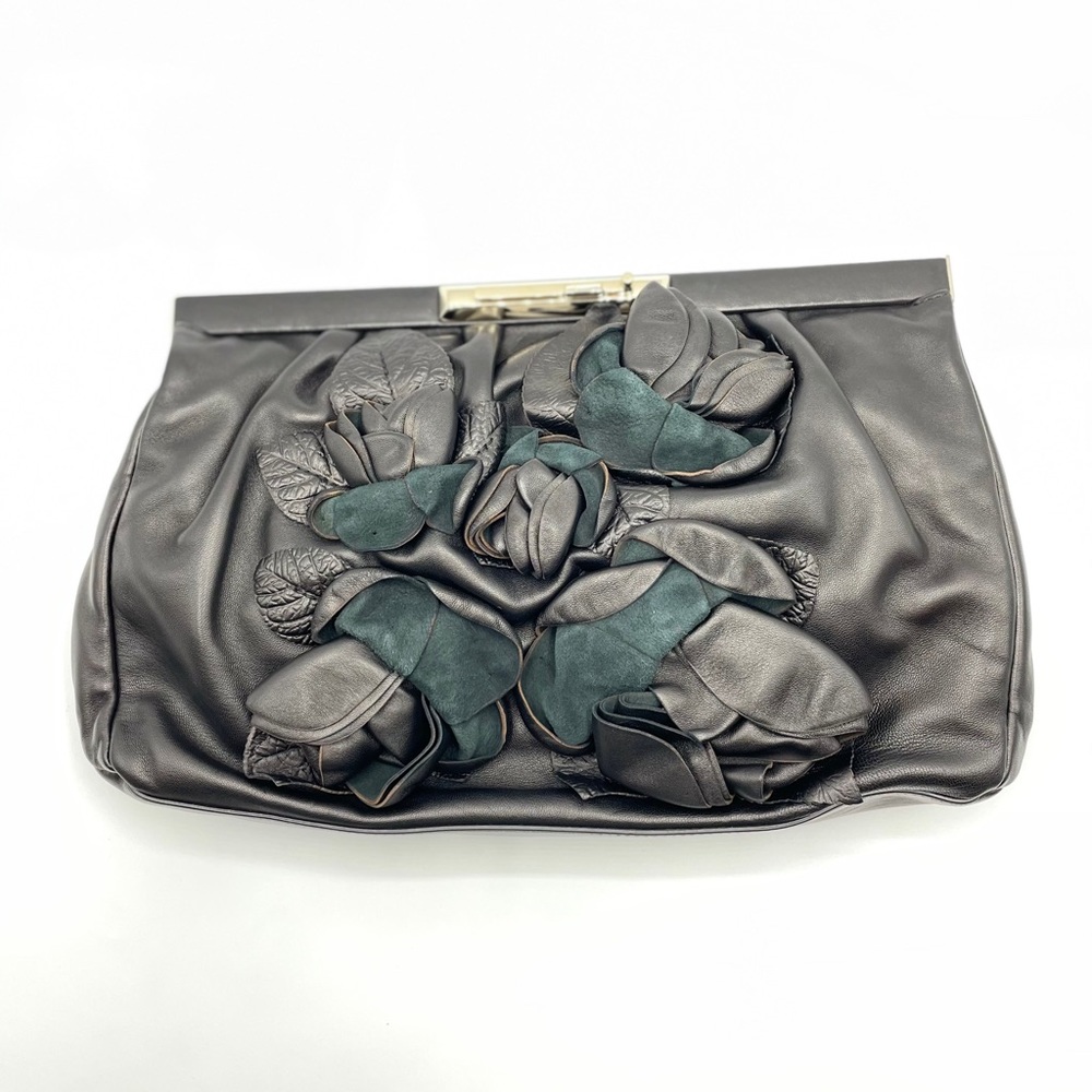 Valentino Leather Floral Applique Shoulder Bag